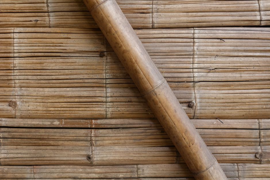 Close-up of a bamboo wall panel showcasing natural texture and craftsmanship.
